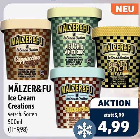 MÄLZER&FU Ice Cream Creations versch. Sorten 500ml (1l=9,98)