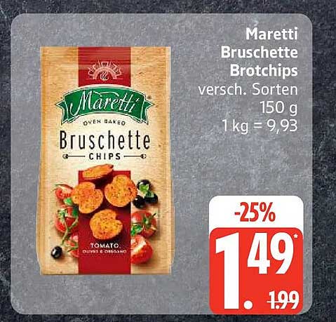 Maretti Bruschette Brotchips versch. Sorten 150 g 1 kg = 9,93