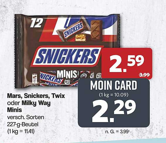 Mars, Snickers, Twix oder Milky Way Minis