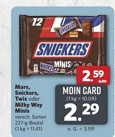 Mars, Snickers, Twix oder Milky Way Minis