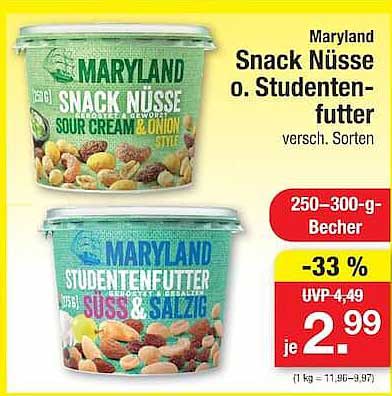 Maryland Snack Nüsse o. Studentenfutter versch. Sorten
