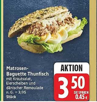 Matrosen-Baguette Thunfisch mit Krautsalat, Eierscheiben und dänischer Remoulade