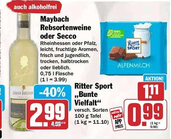 Maybach Rebsortenweine oder Secco
