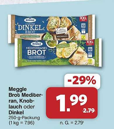 Meggle Brot Mediterran, Knoblauch oder Dinkel