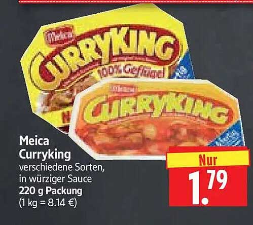 Meica Curryking verschiedene Sorten, in würziger Sauce 220 g Packung (1 kg = 8.14 €)