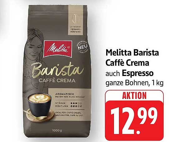 Melitta Barista Caffè Crema auch Espresso ganze Bohnen, 1 kg