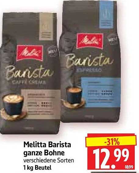 Melitta Barista ganze Bohne verschiedene Sorten 1kg Beutel