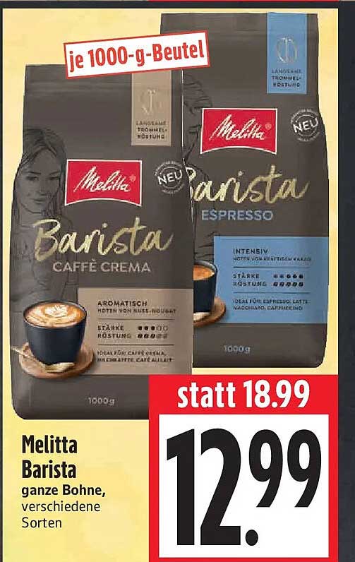 Melitta Barista ganze Bohne, verschiedene Sorten