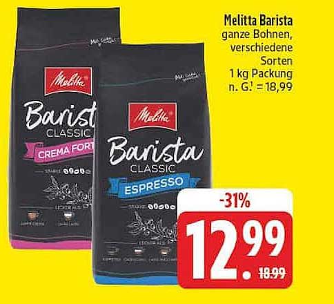 Melitta Barista ganze Bohnen, verschiedene Sorten