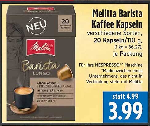 Melitta Barista Kaffee Kapseln