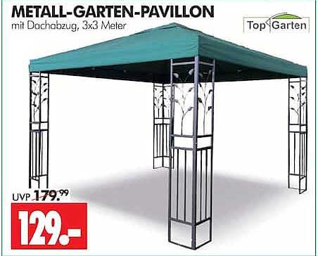 METALL-GARTEN-PAVILLON mit Dachbezug, 3x3 Meter