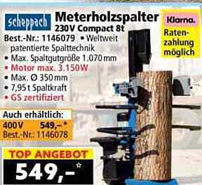 Meterholzspalter 230V Compact 8t