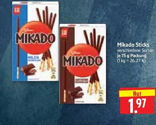 Mikado Sticks verschiedene Sorten je 75 g Packung (1 kg = 26.27 €)