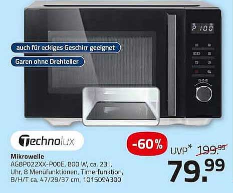 Mikrowelle AG8P022XX-P00E, 800 W, ca. 23 l, Uhr, 8 Menüfunktionen, Timerfunktion, B/H/T ca. 47/29/37 cm, 1015094300