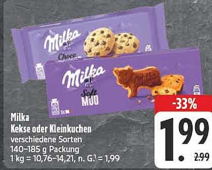 Milka Kekse oder Kleinkuchen verschiedene Sorten 140-185 g Packung