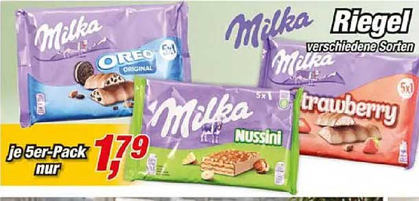 Milka Riegel verschiedene Sorten