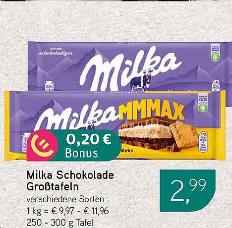Milka Schokolade Grobtafeln verschiedene Sorten