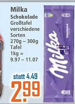 Milka Schokolade Großtafel verschiedene Sorten 270g – 300g Tafel 1kg = 9.97 – 11.07