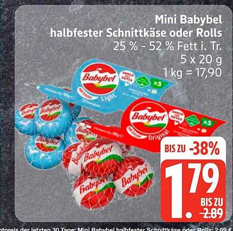 Mini Babybel halbfester Schnittkäse oder Rolls