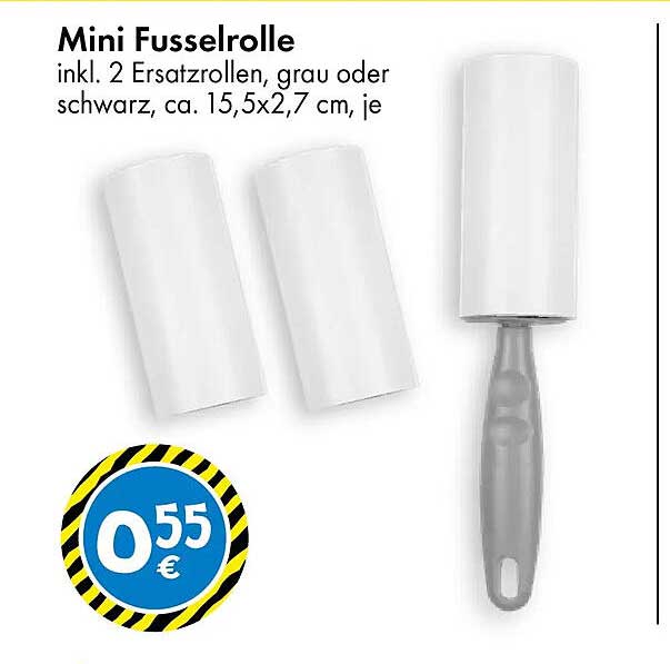 Mini Fusselrolle inkl. 2 Ersatzrollen, grau oder schwarz, ca. 15,5x2,7 cm, je