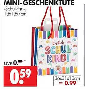 MINI-GESCHENKTÜTE "Schulkind" 13x13x7 cm