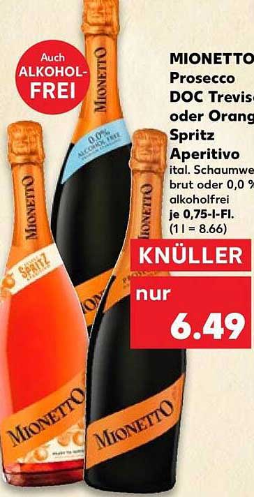 MIONETTO Prosecco DOC Treviso oder Orange Spritz Aperitivo