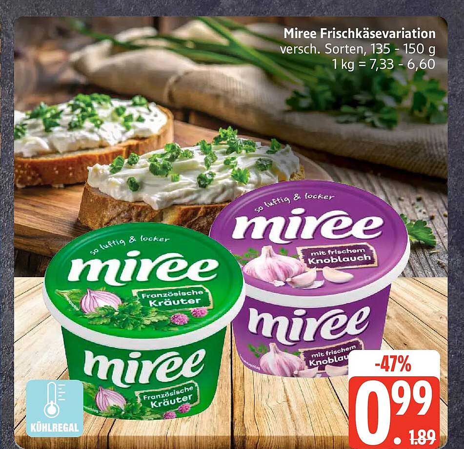 Miree Frischkäsevariation versch. Sorten, 135 - 150 g