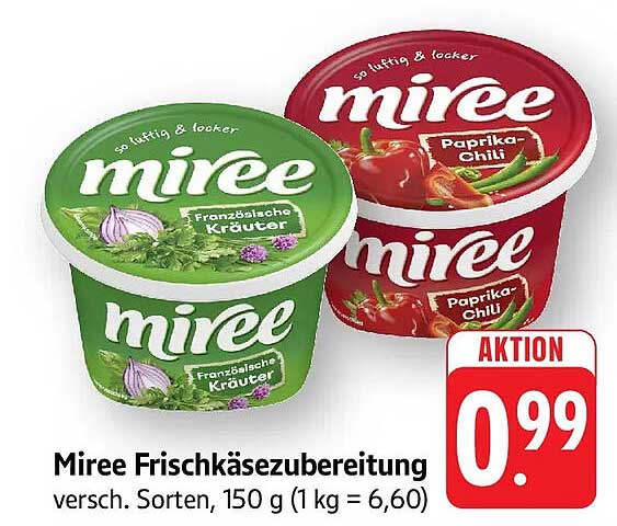 Miree Frischkäsezubereitung versch. Sorten, 150 g (1 kg = 6,60)
