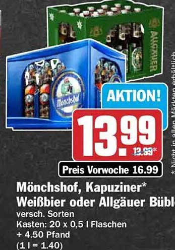 Mönchshof, Kapuziner* Weißbier oder Allgäuer Büble