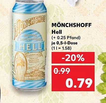 MÖNCHSHOFF Hell (+ 0.25 Pfand) je 0,5-l-Dose (1 l = 1.58)