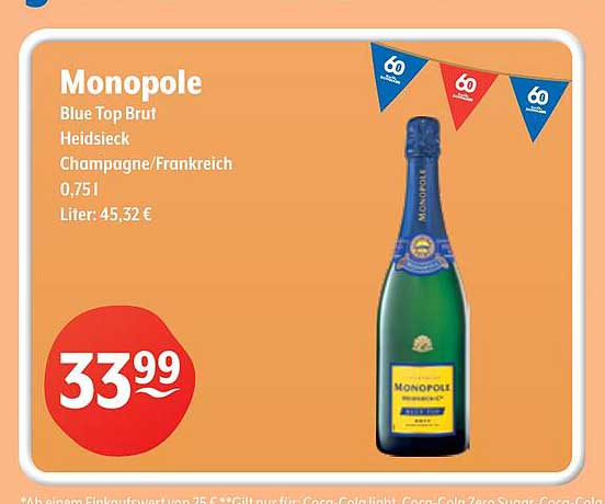 Monopole Blue Top Brut Heidsieck Champagne/Frankreich 0,75 l
