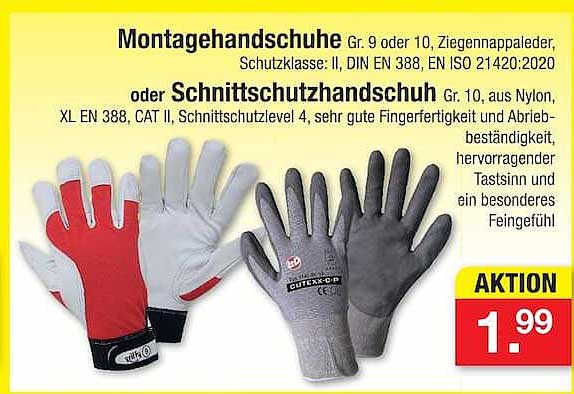 Montagehandschuhe oder Schnittschutzhandschuh