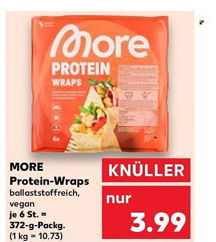 MORE Protein-Wraps ballaststoffreich, vegan je 6 St. = 372-g-Packg. (1 kg = 10.73)