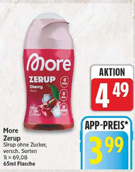 More Zerup Sirup ohne Zucker, versch. Sorten 1L = 69,08 65ml Flasche