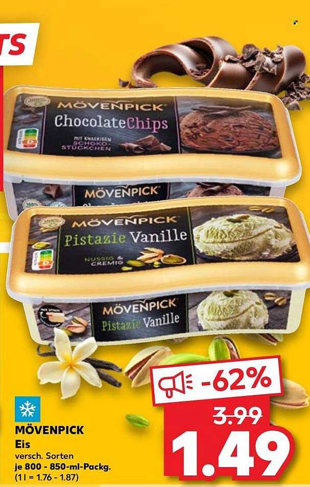 MÖVENPICK Eis versch. Sorten je 800 - 850-ml-Packg. (1 l = 1.76 - 1.87)