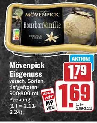 Mövenpick Eisgenuss versch. Sorten, tiefgefroren 900-800 ml Packung (1 l = 2.11-2.24)