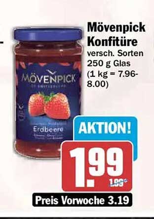 Mövenpick Konfitüre versch. Sorten 250 g Glas (1 kg = 7.96-8.00)