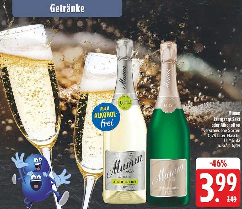 Mumm Jahrgangs Sekt oder Alkoholfrei verschiedene Sorten