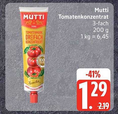 Mutti Tomatenkonzentrat 3-fach 200 g 1 kg = 6,45
