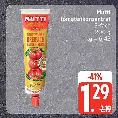 Mutti Tomatenkonzentrat 3-fach 200 g 1 kg = 6,45