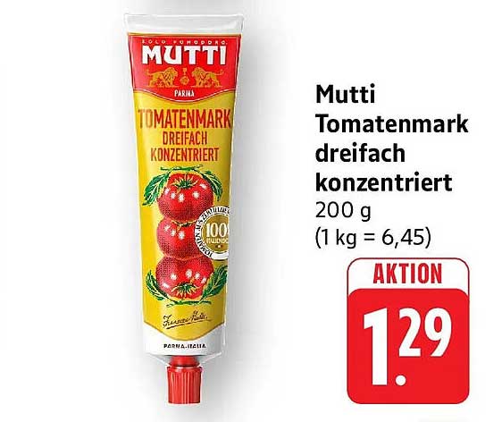 Mutti Tomatenmark dreifach konzentriert 200 g (1 kg = 6,45)