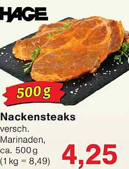 Nackensteaks versch. Marinaden, ca. 500 g