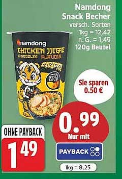 Namdong Snack Becher versch. Sorten 120g Beutel