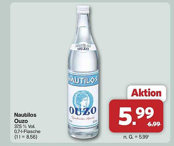Nautilos Ouzo 37,5 % Vol. 0,7 l-Flasche