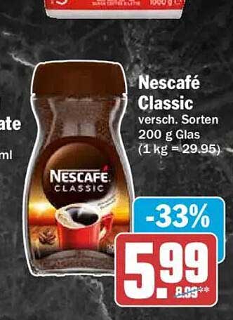 Nescafé Classic versch. Sorten 200 g Glas (1 kg = 29.95)