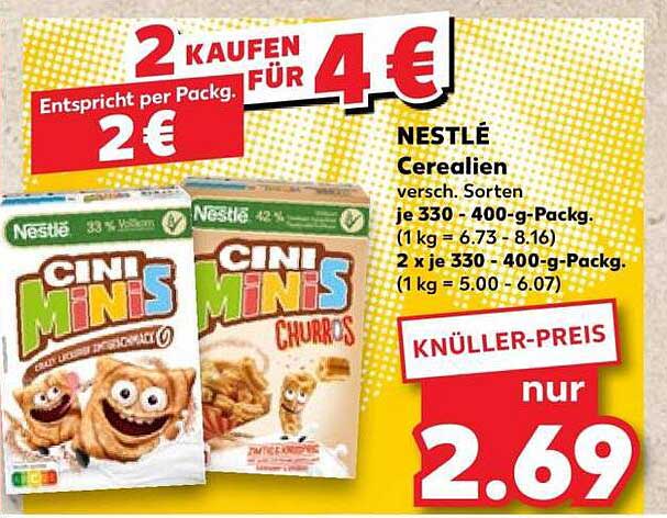 NESTLÉ Cerealien, versch. Sorten, je 330 - 400-g-Packg. (2 x je 330 - 400-g-Packg.)