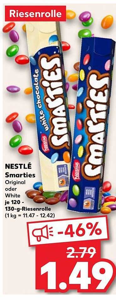 NESTLÉ Smarties Original oder White je 120 - 130-g-Riesenrolle