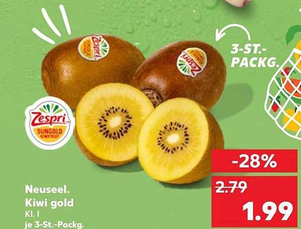 Neuseel. Kiwi gold Kl. I je 3-St.-Packg.