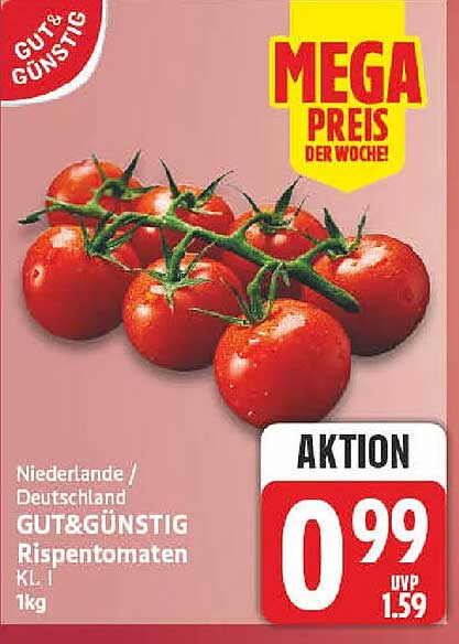 Niederlande / Deutschland GUT&GÜNSTIG Rispentomaten KL. I 1kg