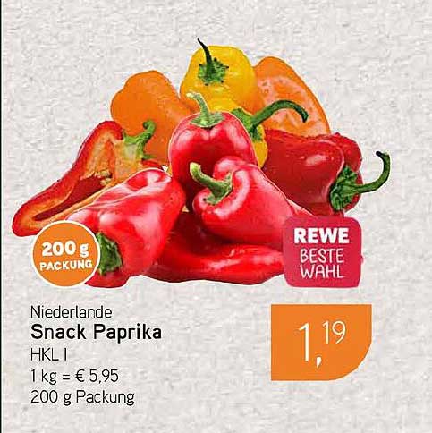 Niederlande Snack Paprika HKL I 200 g Packung
